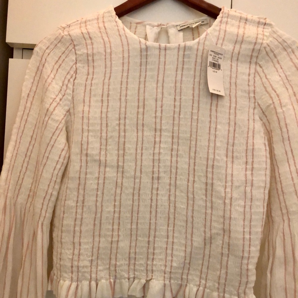American Eagle smocked ruffle  top NWT medium or S